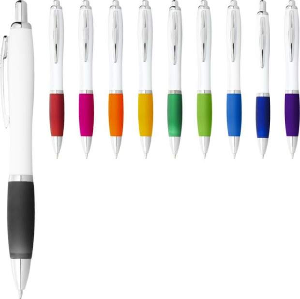 Kugelschreiber weiß mit farbigem Griff